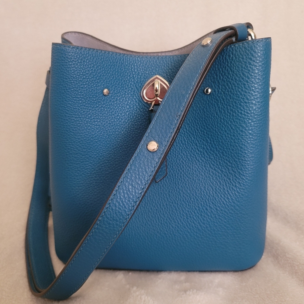 NWOT Kate Spade Marti Pebbled Dark Peacock Bucket Bag